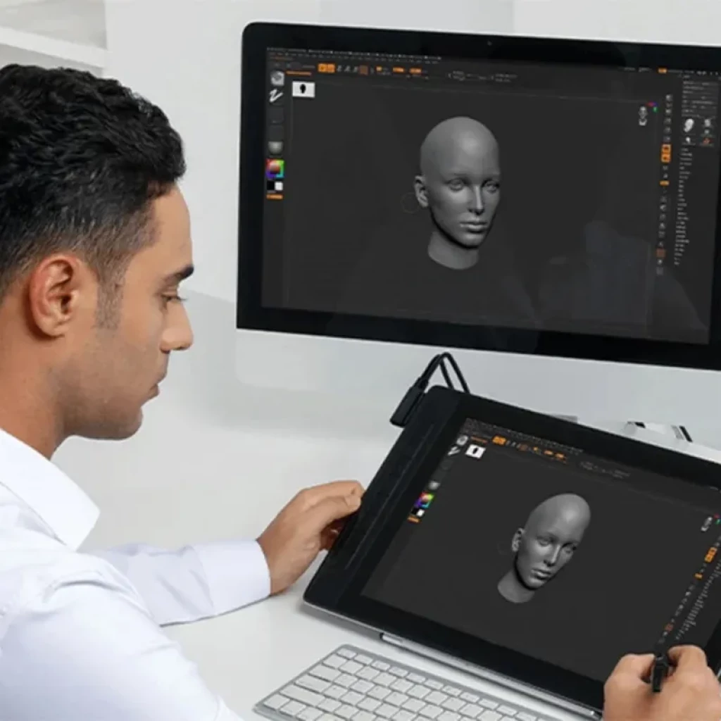 Huion Kamvas Pro 16 GT1602 com tela 15,8 pol 2,5K, suporte ajustável e caneta digital; ideal para escultura 3D e ilustração em monitor e mesa gráfica