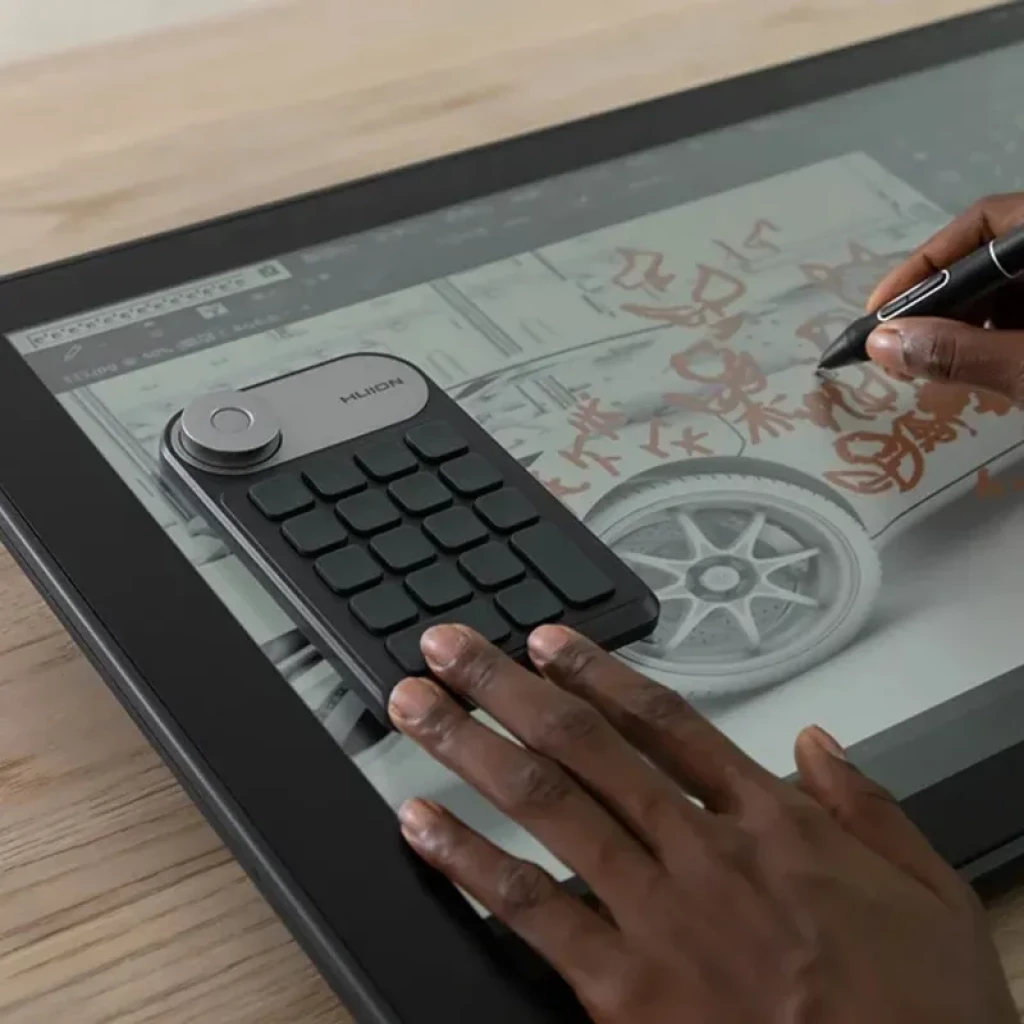 Huion Kamvas 24 Plus GS2402: pantalla 23,8 pulgadas 2,5K con lápiz y control remoto de teclas y dial, colores 16,7 millones, ideal para dibujo digital