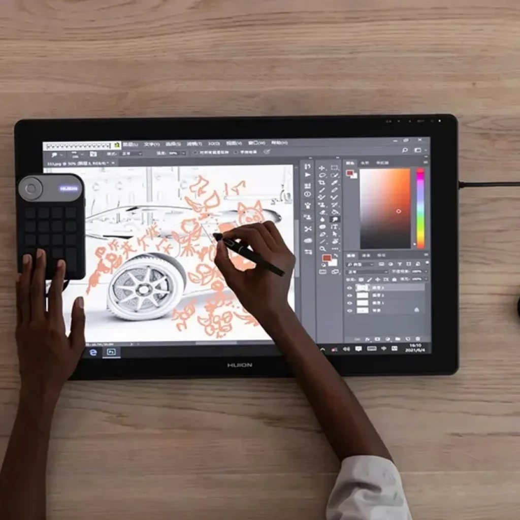 Huion Kamvas 24 Plus GS2402 tableta gráfica 23,8 pulgadas 2,5K con lápiz, pantalla amplia antirreflejo y dial externo para flujo de trabajo creativo