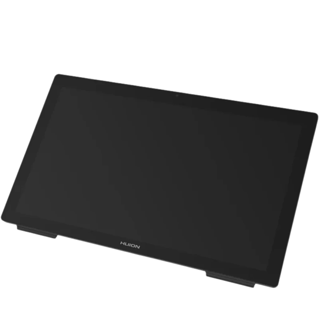 Huion Kamvas Studio 24 KS2401 con pantalla IPS QHD de 24 pulgadas, diseño negro sin botones frontales, bordes finos y logo Huion centrado en el marco inferior
