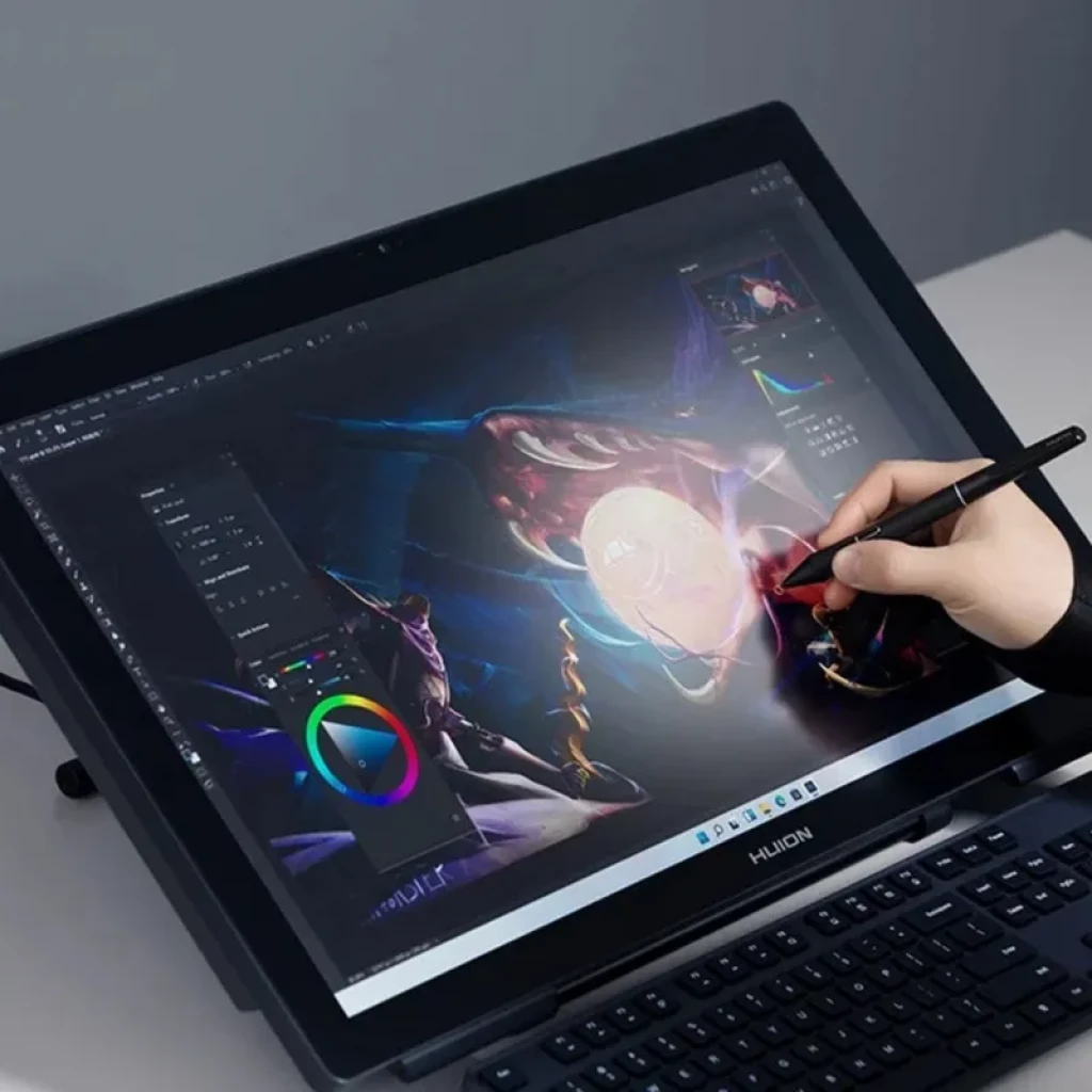 Pantalla gráfica Huion Kamvas Studio 24 con lápiz activo, panel IPS de 24 pulgadas, colores vivos y amplio espacio de trabajo para ilustración digital