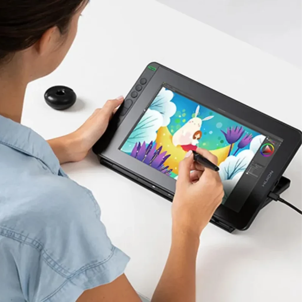 Huion Kamvas 12 GS1161 tableta gráfica de 11,6 pulgadas con lápiz óptico, pantalla a color, botones laterales, soporte inclinado y base para lápiz
