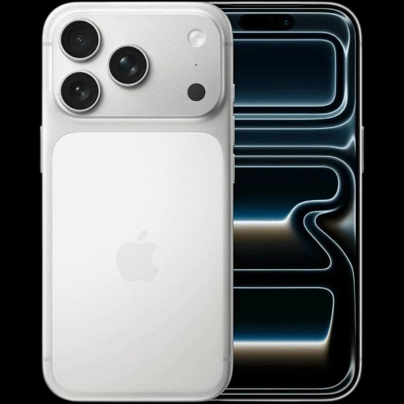 iPhone 17 Pro 256Go Argent rénové, excellent état: dos argent mat, triple capteur large, module photo proéminent, écran bord à bord avec îlot dynamique