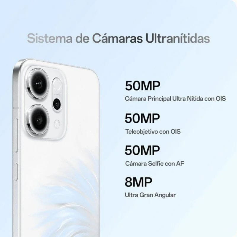 Oppo Reno14 5G 12GB/256GB Opal White , sistema de cámaras ultra nítidas