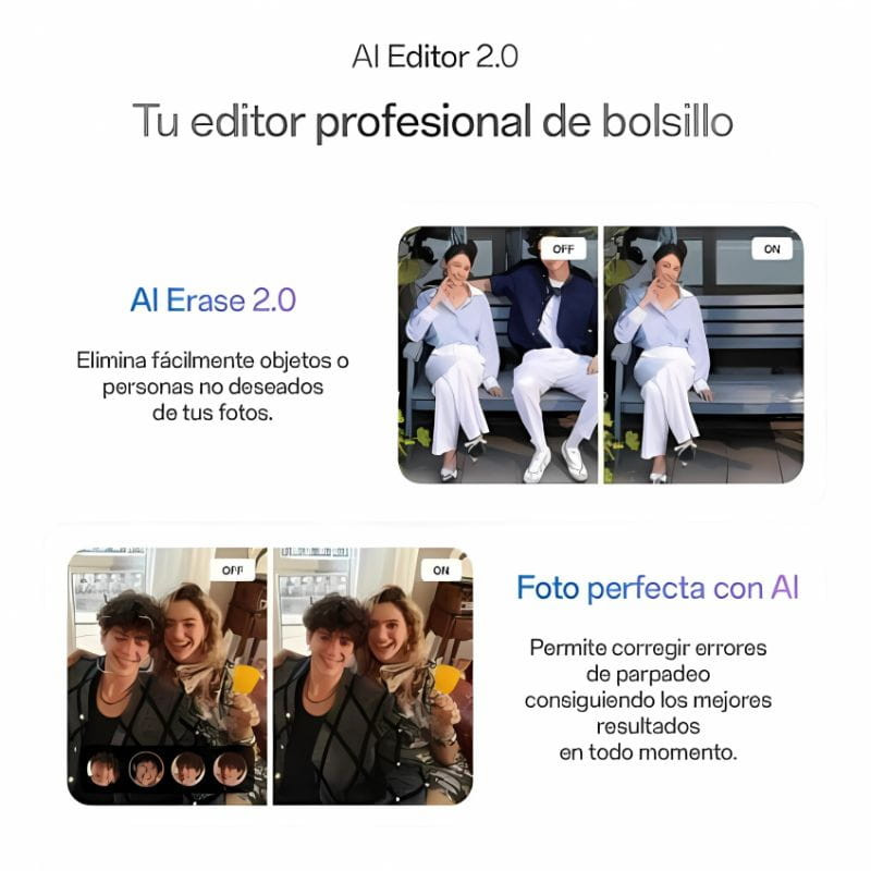 Oppo Reno14 FS 5G 12GB/512GB Opal Blue, con editor de imagen