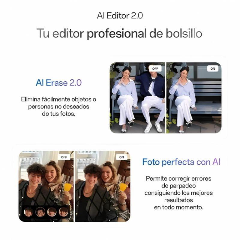 Oppo Reno14 FS 5G 12GB/512GB Opal Blue, con editor de imagen