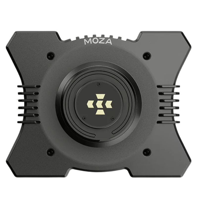 Moza Racing R12 V2 Base de volant Direct Drive 12 Nm en aluminium noir, design compact en X, ventilation latérale et moyeu central à fixation rapide