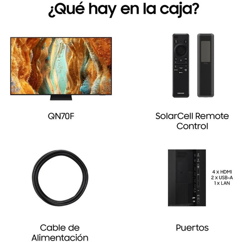 Samsung TQ65QN70FAU 65" 4K Ultra HD Neo QLED Smart TV WiFi Noir, contenu de la boîte