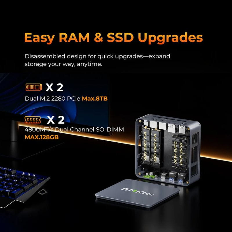 Mini PC GMKtec M6 Ultra AMD Ryzen 5 7640HS 32GB/1TB Windows 11 Pro, RAM y almacenamiento