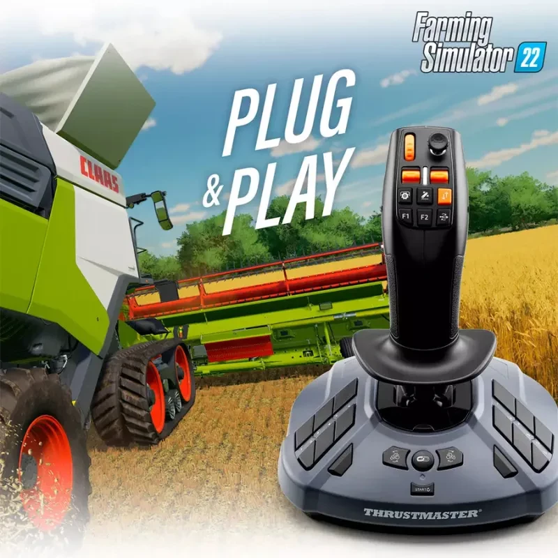 Thrustmaster SimTask FarmStick pour PC, joystick robuste avec gâchette, multiples boutons rétroéclairés, base stable et connectivité plug and play