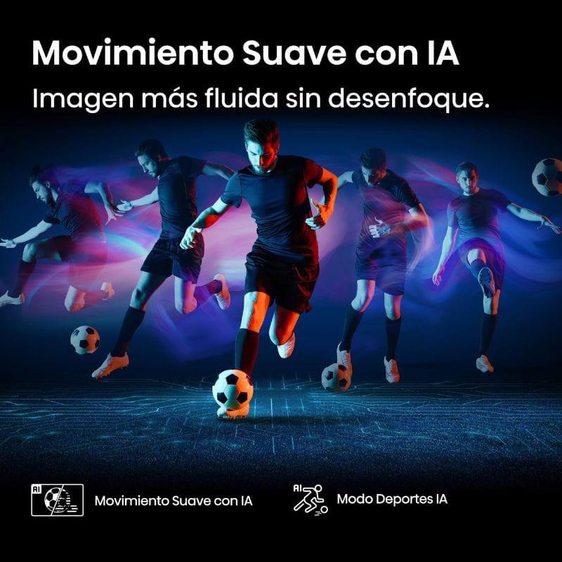 Hisense 85E7Q PRO 85 QLED 4K com IA: movimento suave, sem desfoque, cores vibrantes e modo esportes para ação fluida e detalhada