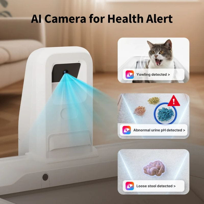 Petkit Purobot Crystal Duo - Bac à litière pour chats, équipé d'une caméra avec IA