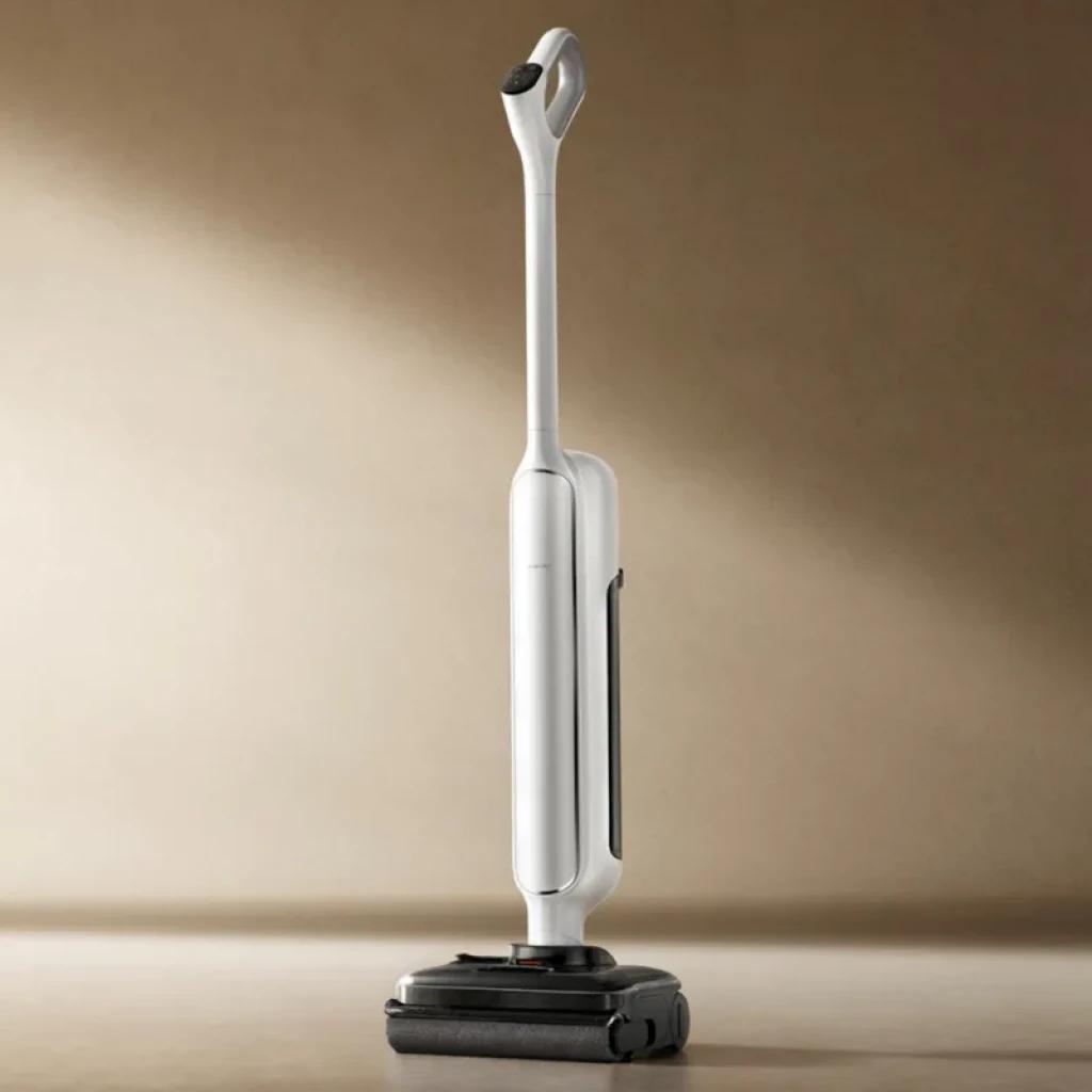 Xiaomi Truclean W30 Pro Wet Dry Vacuum vertical en color blanco con base de rodillo ancho y depósito lateral, diseño minimalista y ergonómico para suelos