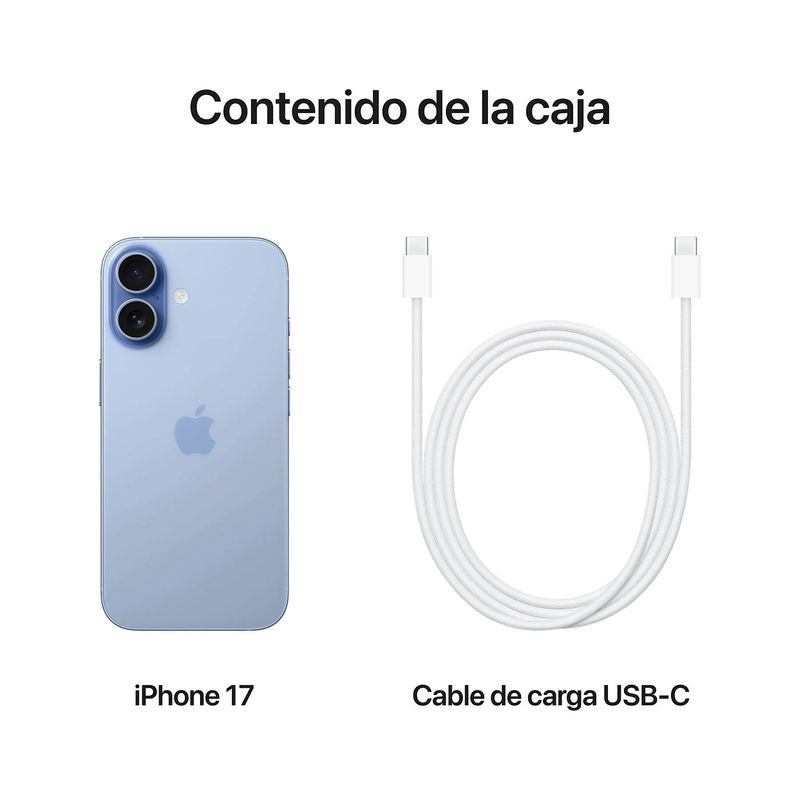 Conteúdo da caixa de iPhone 17 256GB Azul Neblina