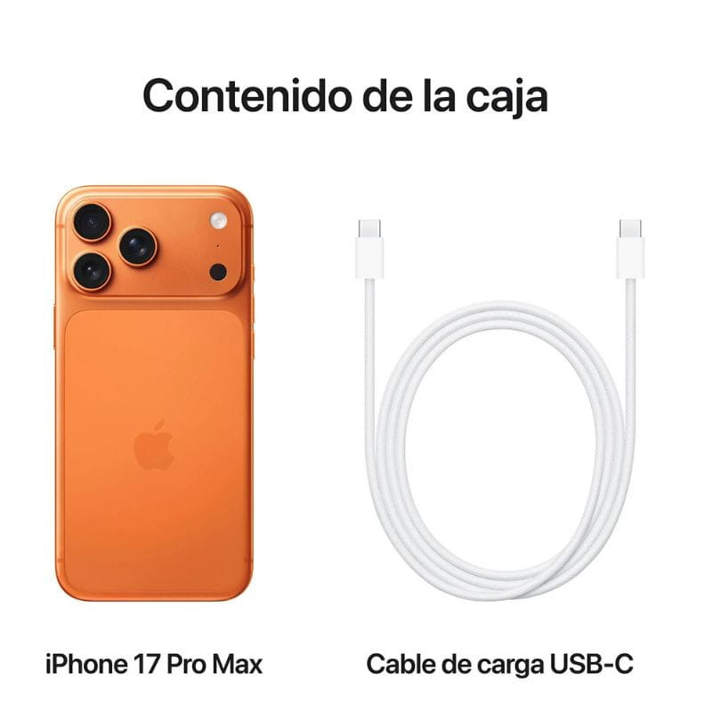 iPhone 17 Pro Max 512 Go Orange cosmique, contenu de la boîte