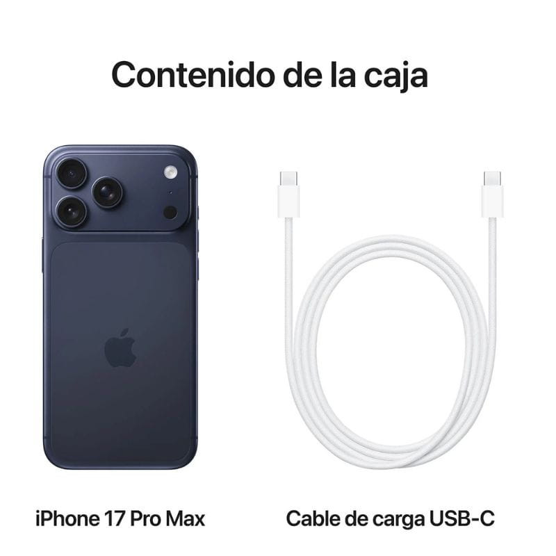 iPhone 17 Pro Max 2 TB Azul Escuro, conteúdo da embalagem