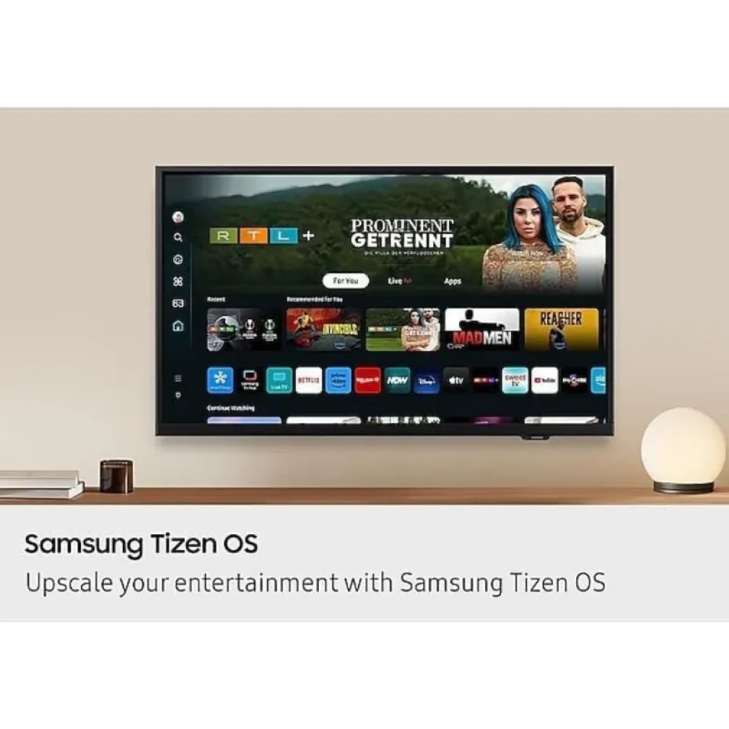 Samsung Serie F6002F UE24F6002FK 24 pulgadas LED Full HD HDR con Tizen OS, interfaz Smart TV con apps, biseles finos y montaje en pared elegante