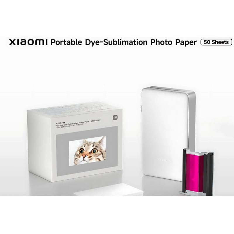Autocolantes de papel fotográfico de sublimação para impressora fotográfica Xiaomi Pro (50 folhas), imagem com a impressora