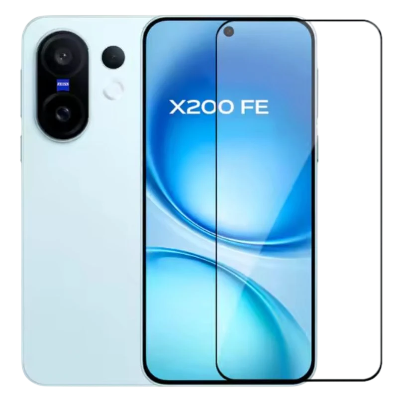 Pack x2 Protetor de vidro temperado para Vivo X200 FE, cobertura Full Screen 3D, bordas pretas, alta transparência e recortes precisos para câmera e sensores