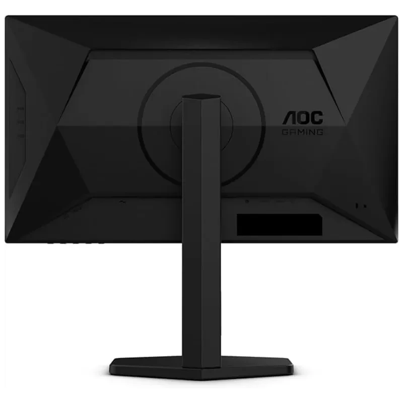 AOC 25G4SXU monitor gaming 25 pulgadas, trasera negra con diseño angular, soporte robusto ajustable, puertos laterales y gestión de cables discreta