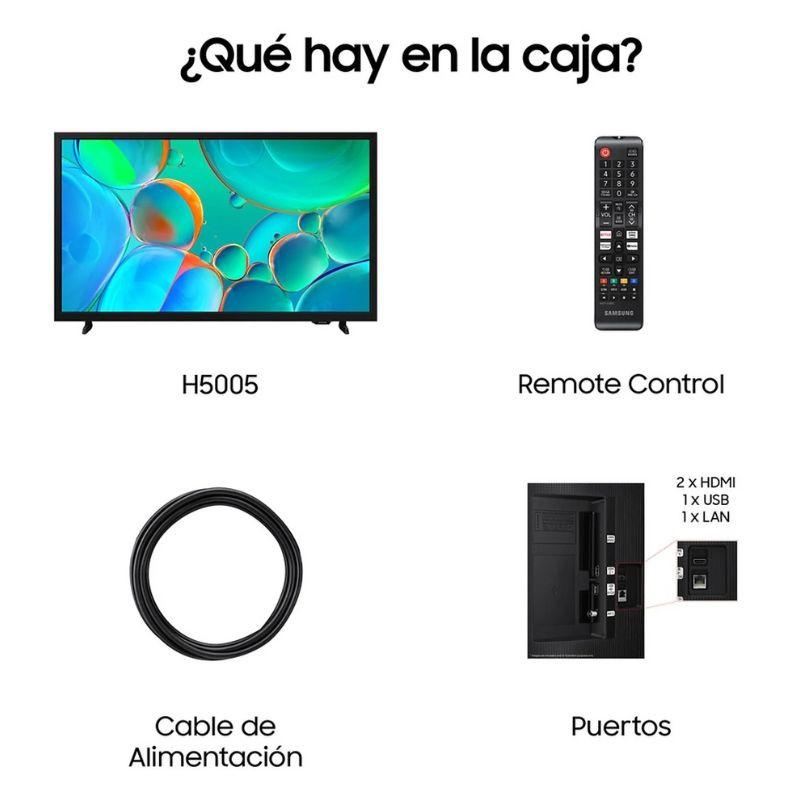 Samsung TU32H5005FK 32 HD LED Smart TV Noir, contenu de la boîte