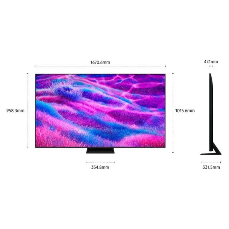 Samsung TQ75QN80FAU 75 4K Ultra HD Neo QLED Smart TV Gris, sus medidas frontal y lateral en mm