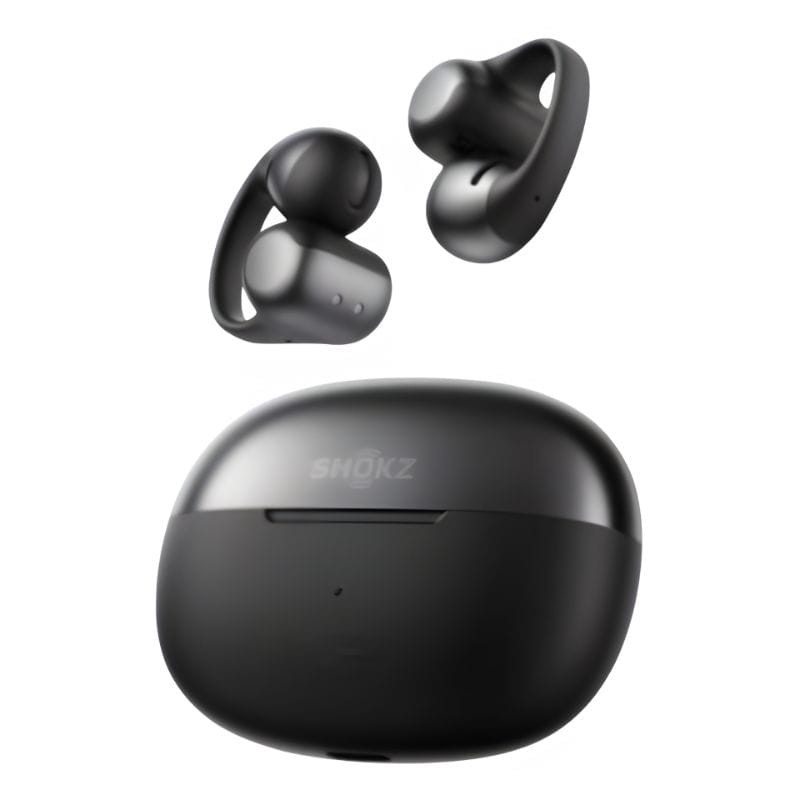 SHOKZ OpenDots ONE Preto - Auriculares com clipe, imagem com o estojo de carregamento