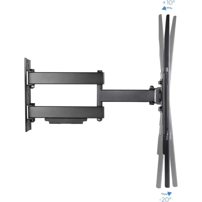 Suporte de parede articulado TooQ LP6070TN-B para TVs 37–70, braços duplos, inclinação +10°/−20°, rotação lateral, estrutura metálica robusta até