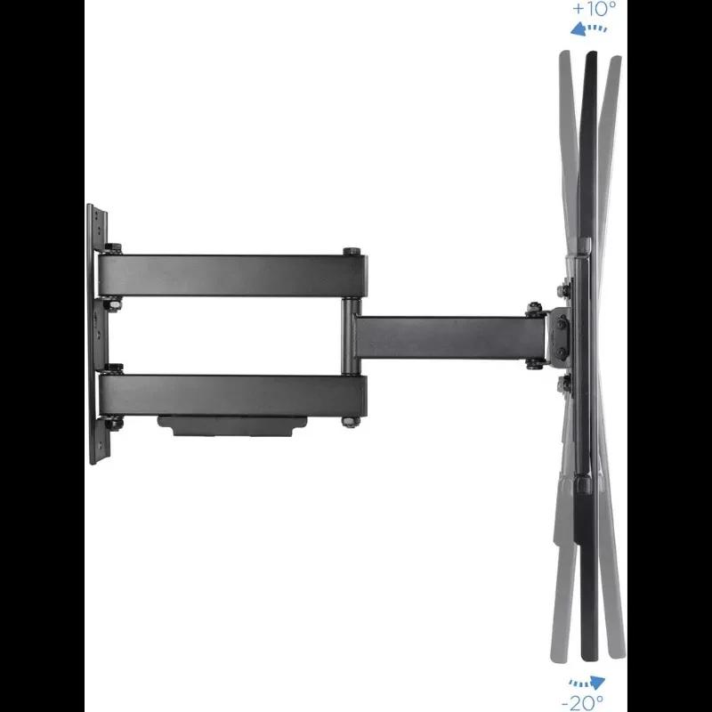 Suporte de parede articulado TooQ LP6070TN-B para TVs 37–70, braços duplos, inclinação +10°/−20°, rotação lateral, estrutura metálica robusta até