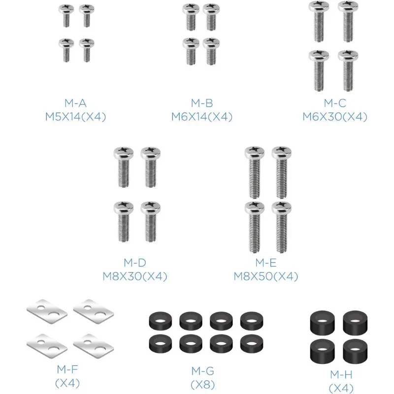 TooQ LP6070TN-B suporte de parede para TVs 37 a 70 até 50 kg; kit com parafusos M5-M8, arruelas e espaçadores para montagem segura e ajustável