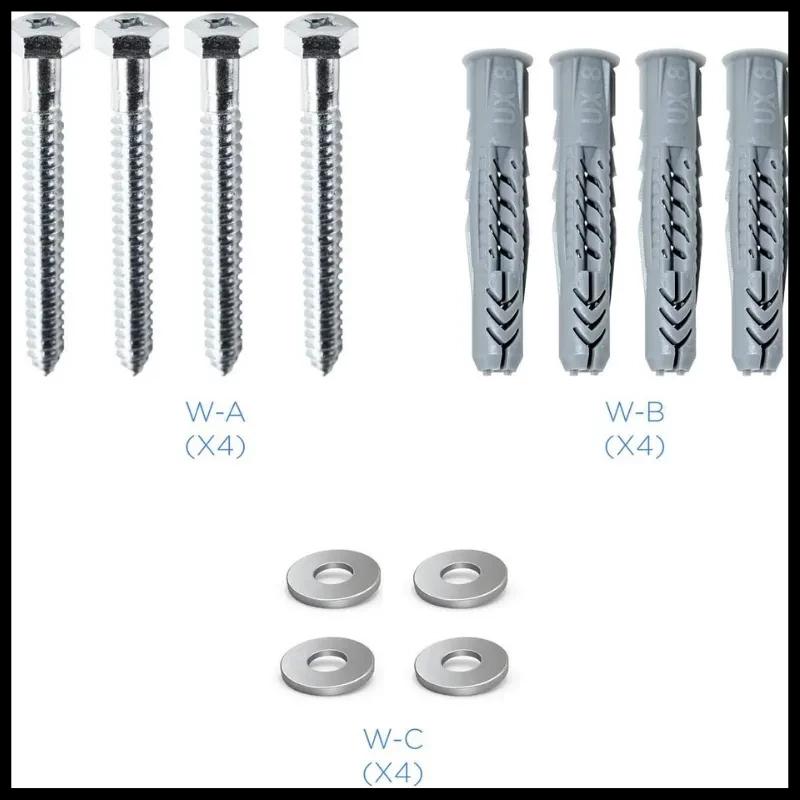 Parafusos, buchas e arruelas do suporte de parede TooQ LP6070TN-B para TVs 37–70 até 50 kg; kit de fixação robusto e completo para instalação segura