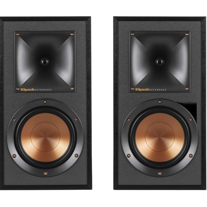 Par de altavoces Klipsch R-51M Reference 85 W en negro con tweeter en bocina Tractrix y woofer cobre de 5.25 pulgadas; diseño compacto y acabado texturizado