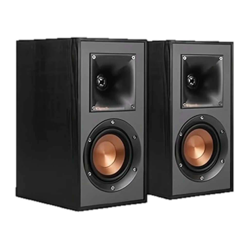 Klipsch R-41M Reference 50 W Negro, par de altavoces de estantería en negro con woofer cobre y tweeter con guía de onda en bocina, diseño compacto elegante