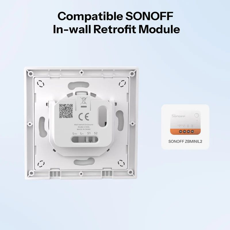 SONOFF E1GSL Blanco - Carcasa de interruptor de pared inteligente, vista trasera