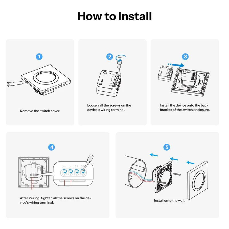 SONOFF E1GSL Blanco - Carcasa de interruptor de pared inteligente, cómo instalarlo
