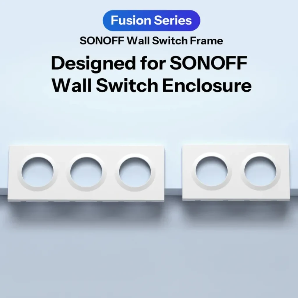 SONOFF EF3G Blanco, marco triple para interruptores: diseño minimalista, acabado mate, tres orificios redondos alineados, compatible con cajas SONOFF