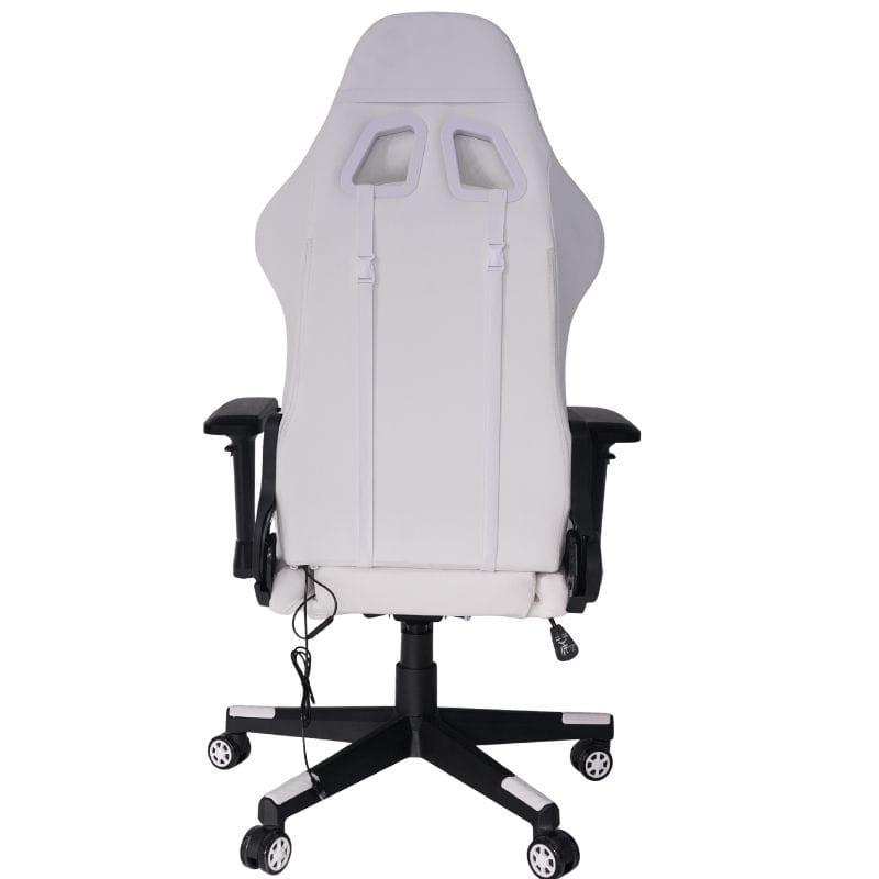 Silla Gaming PowerGaming Lilith RGB Blanco: ergonómica, tapizado blanco, reposabrazos ajustables, cojines lumbar y cervical, base con ruedas y diseño racer.