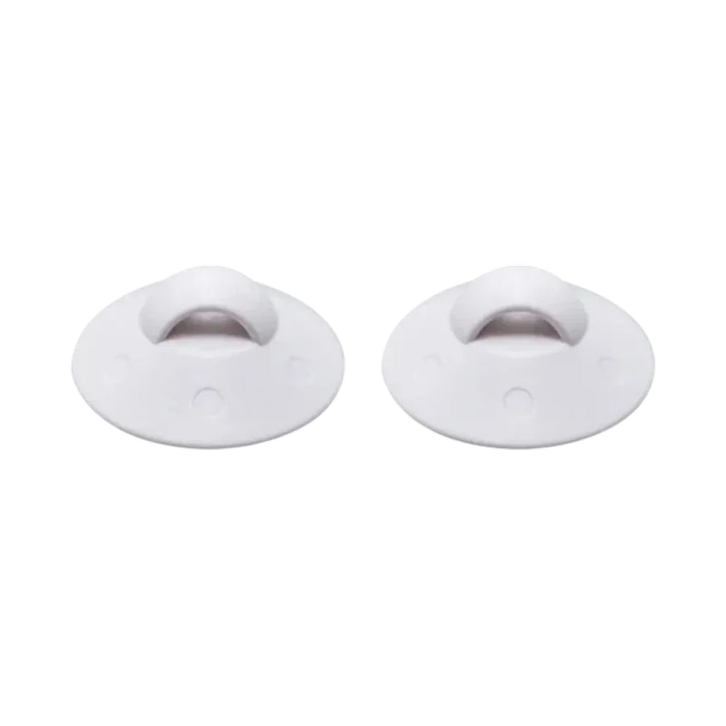 2 collares de reconocimiento CATLINK en rojo y azul; cápsulas blancas redondeadas con botón central, compatibles con comederos y bebederos inteligentes