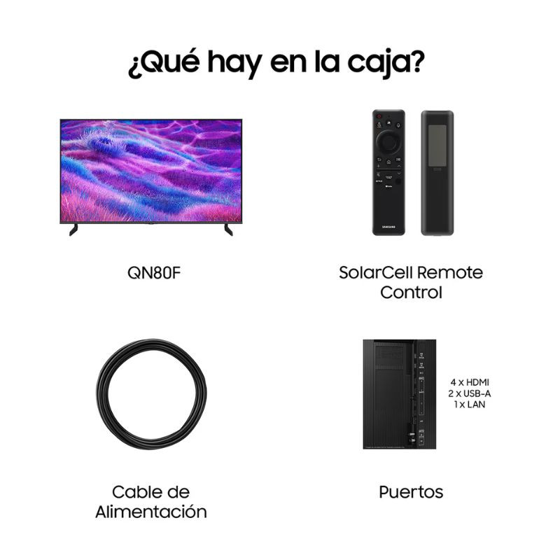 Samsung TQ50QN80FAU 50 4K Ultra HD Neo QLED Smart TV Carbono, conteúdo da caixa