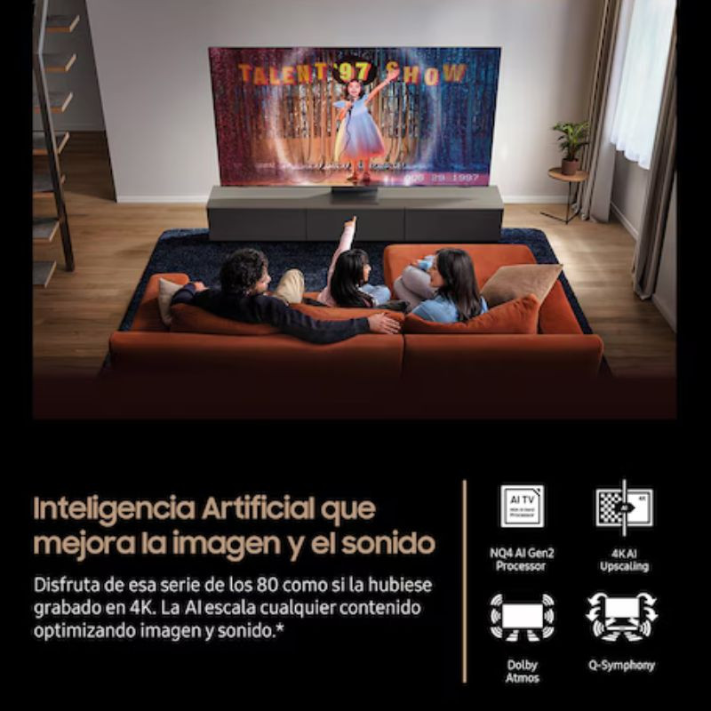 Samsung TQ50QN80FAU 50 4K Ultra HD Neo QLED Smart TV Carbono, inteligência artificial que melhora a imagem e o som
