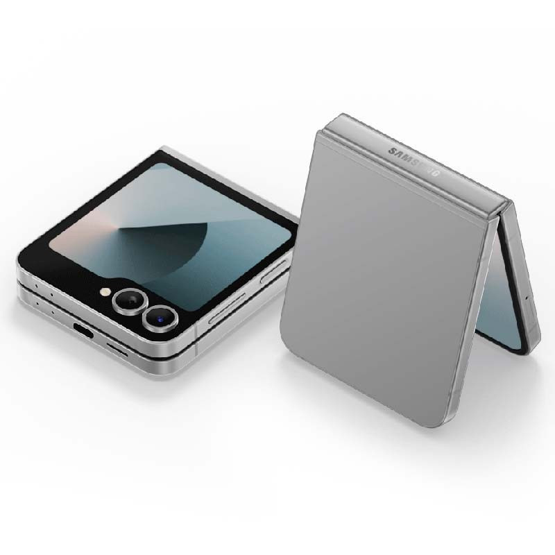 Samsung Galaxy Z Flip6 5G 12 Go/256 Go Gris - Téléphone portable reconditionné, en excellent état, image avant et arrière