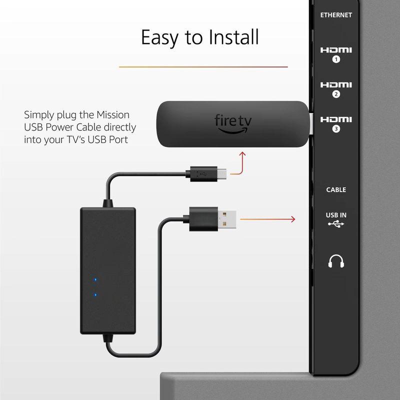 Instalación de Cable USB de corriente para el Amazon Fire TV