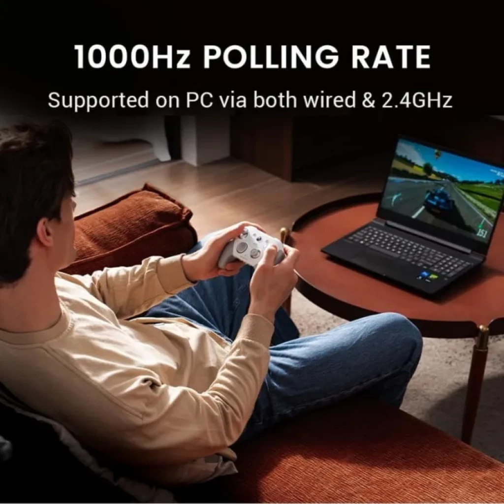 Mando GameSir G7 Pro Blanco con diseño ergonómico, sticks simétricos, botones frontales y gatillos, compatible con PC por cable y 2.4 GHz, tasa de sondeo