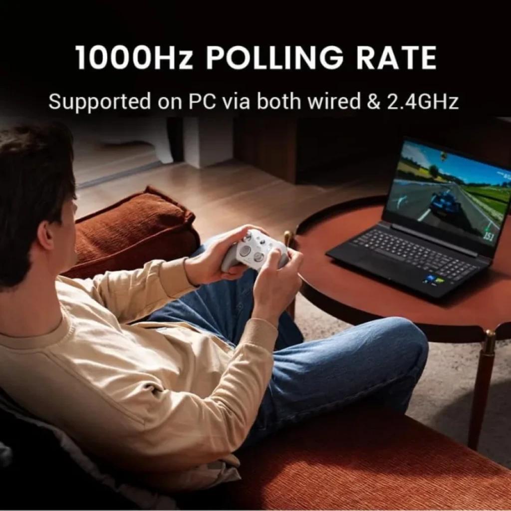 Mando GameSir G7 Pro Blanco con diseño ergonómico, sticks simétricos, botones frontales y gatillos, compatible con PC por cable y 2.4 GHz, tasa de sondeo