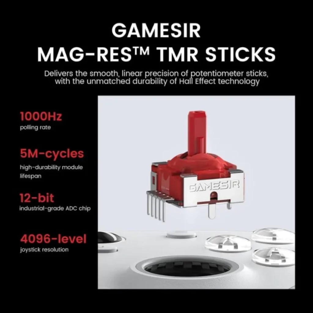 Mando GameSir G7 Pro Blanco con joysticks MAG-RES TMR, sensor Hall, 1000 Hz, vida útil de 5M ciclos, chip ADC de 12 bits y 4096 niveles de precisión