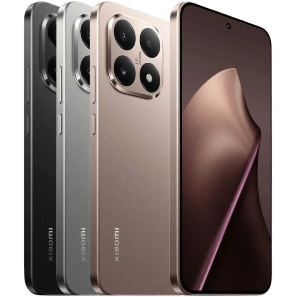 Xiaomi 15T 12GB/256GB Dorado con cuerpo metálico, pantalla perforada borde a borde y triple cámara trasera grande en módulo cuadrado. Tres colores visibles.
