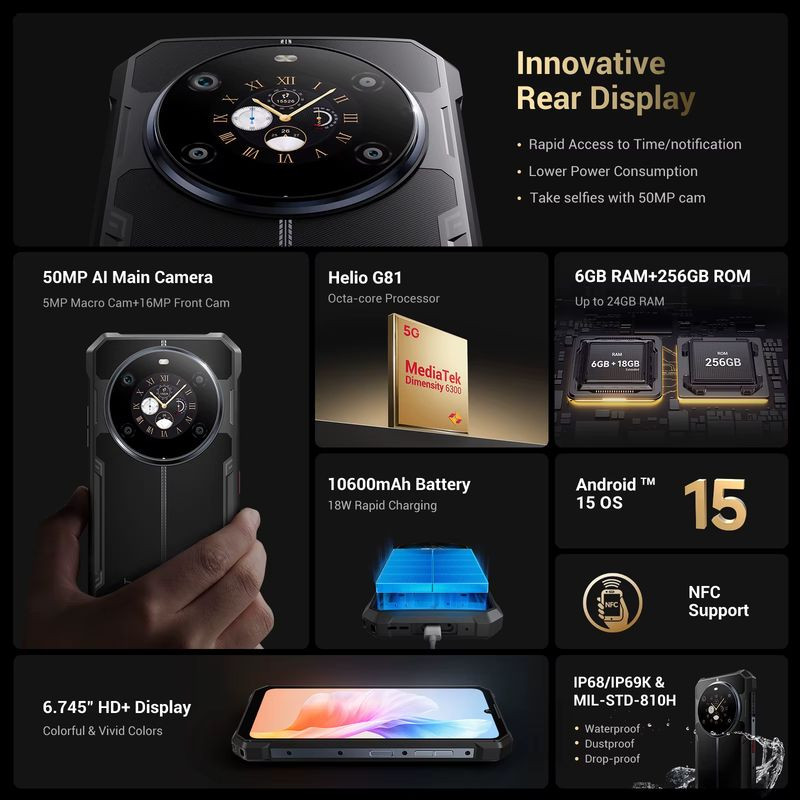 Características de Fossibot F109S 6GB/256GB Azul Rugged