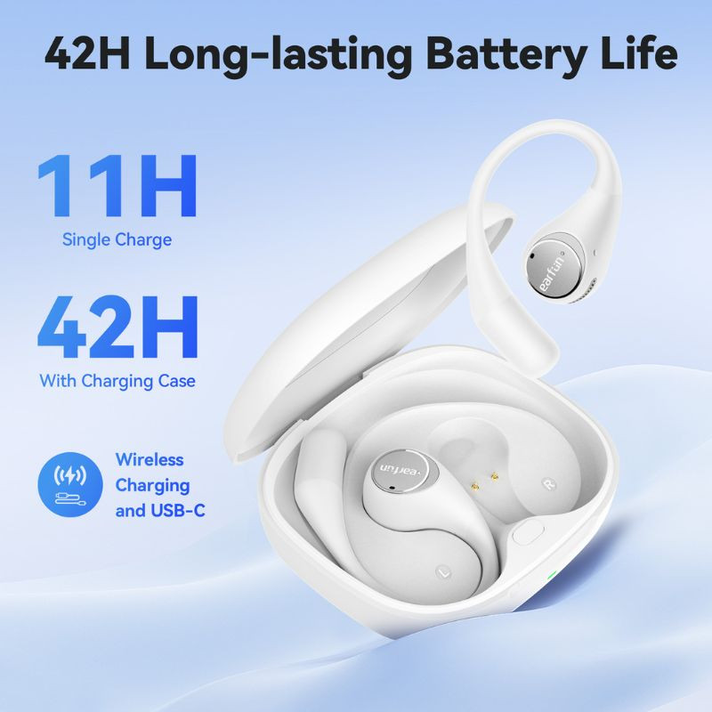 Earfun OpenJump TWS Blanc - Écouteurs Bluetooth, boîtier de recharge