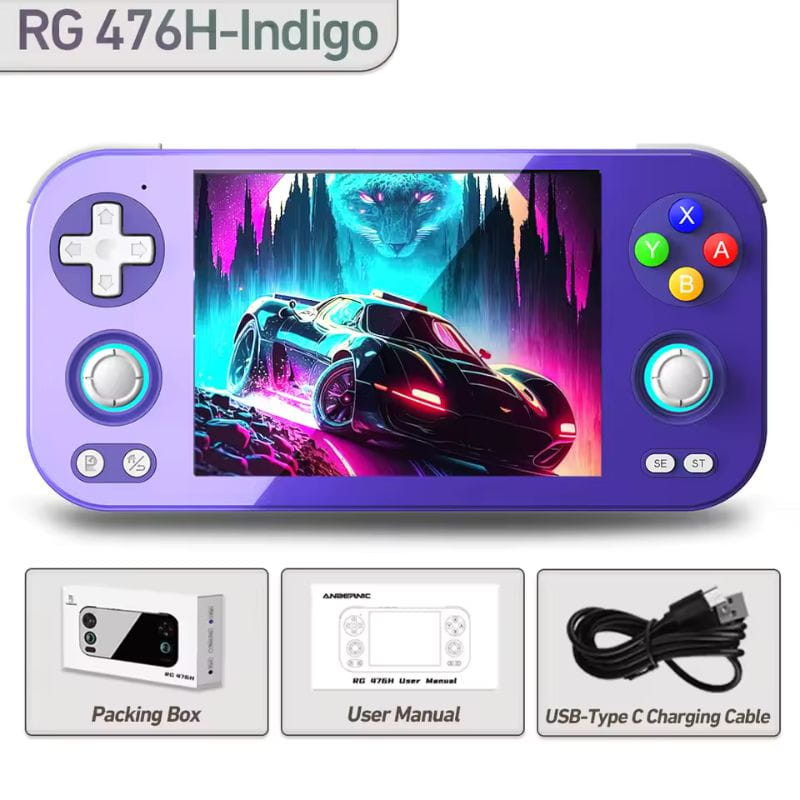 Consola Anbernic RG476H 8GB/128GB Púrpura , contenido del paquete
