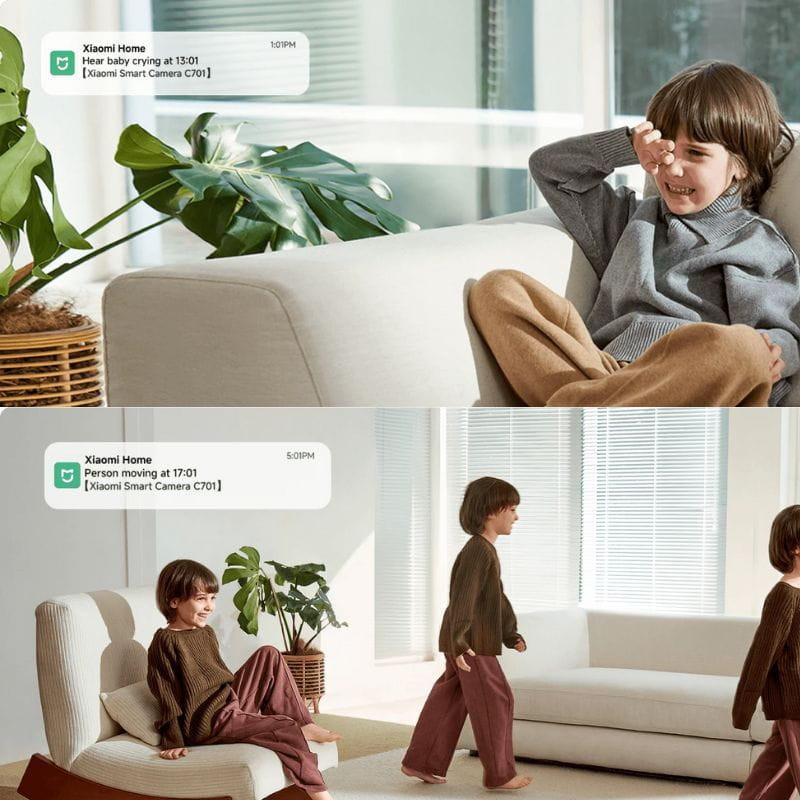 Xiaomi Smart Camera C701, imagen detectando llanto y movimiento